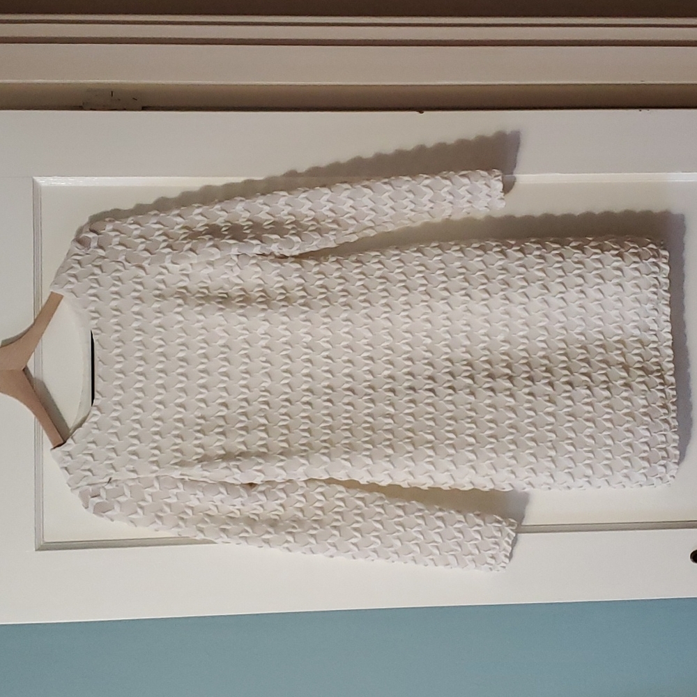 Fitted White Cocktail Dress Longsleeve |Sandra Darren | Women's Size 6